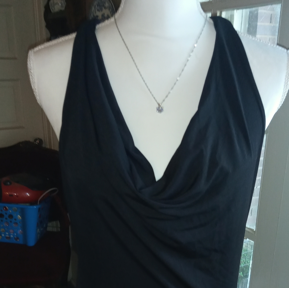 3/20 Black Draped Slinky Sexy Tank Medium 7 9